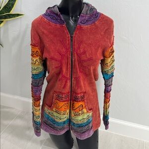 Bright Colorful Celestial Bohemian Zip-Up Hoodie